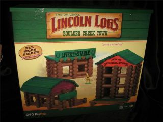 NEW ~ LINCOLN LOGS Boulder Creek Town 240 Pcs. ~ All Wood Pieces 
