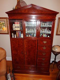 Hekman Cabinet w/ Lighted Curio, Bookshelves and Drawers. WoodAsh 