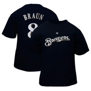   Milwaukee Brewers Ryan Braun Toddler Player T Shirt   Navy Blue