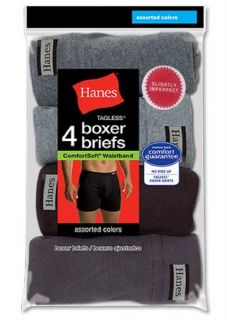   Hanes 4 Pair ComfortSoft Tagless Boxer Briefs   Slightly Imperfect