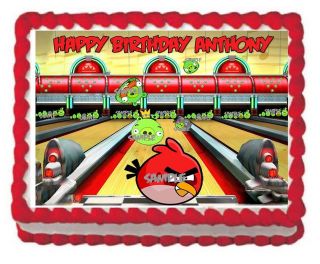 Sheet Angry Birds Bowling Birthday Party Edible Cake Frosting 