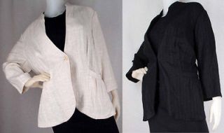 NWT $134 Kate Hill LORD & TAYLOR Linen Bl Jacket Cropped Blazer PLUS 