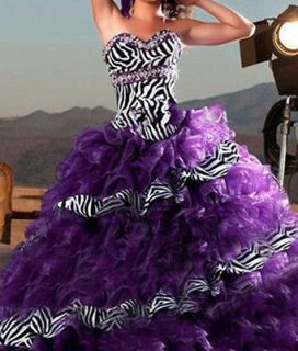   Zebra Quinceanera Dresses Prom Bridal Gowns Stock SZ 4+6+8+10+12+14+16