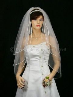 3T White Wedding Bridal Rattail Edge Tiara Veil