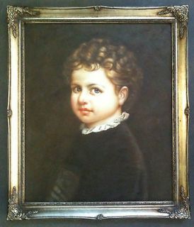   PICTURE PAINTING PORTRAIT BLUE EYE BLONDE CURLY HAIRED YOUNG BOY