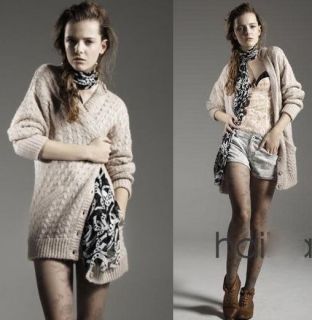 Topshop Boyfriend Chunky Oversized Cable Knitted Long Line Cardigan 
