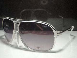 DG Designer Eyewear WHITE Translucent Aviator Sunglasses Smoke Tint 