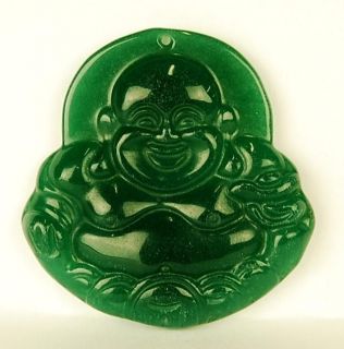 GREEN JADE HAPPY BUDDHA PENDANT Buddhism Jewelry Chinese Accessory 
