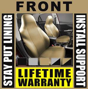 Solid Tan Front Car Seat Covers Set   High Back Bucket Pair Truck Suv 