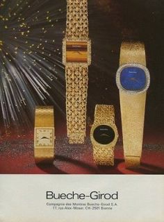 1974 Bueche Girod Watch Company Switzerland Vintage 1974 Swiss Ad 