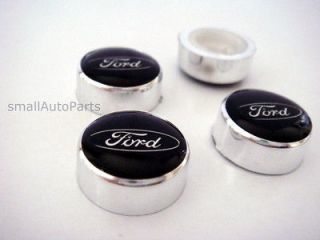 Ford Logo Black/Chrome License Plate Frame Screw Caps Bolt 