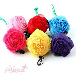 Lots10 Pcs Mixed Color Pretty Rose Foldable Eco Reusable Shopping Bag