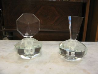   Antique Art Deco Early 20th Century Crystal Lead Glass Perfume Bottles