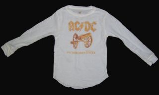 New Authentic Rowdy Sprout AC/DC Vintage Inspired Kids Thermal T Shirt 