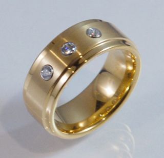   8MM/6MM Tungsten Carbide Silver Multi Diamond Wedding Band Ring Set