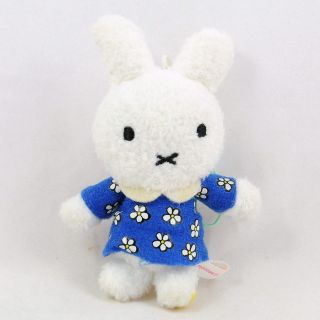 Cute Miffy Blue Dress Flower Rabbit Bunny Plush Phone Strap 8cm 3.2 