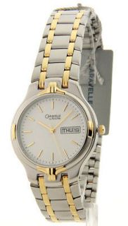   by Bulova Stainless Steel Mens Two Tone Day Date Elegant Watch 40C42