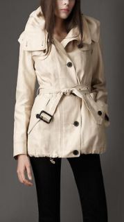 NWT $1,195.00 Burberry London Belted Linen Parka Coat   US Size 10