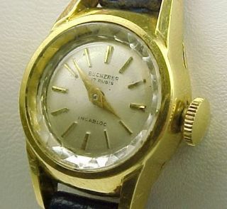 Vintage Bucherer Incabloc 18k Gold Ladies Wristwatch