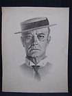 Vintage Buster Keaton Litho Print Sketch by Bates/Batis