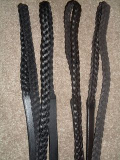 QUALITY PLAITED REINS SHOWING HUNTING DOUBLE BRIDLE 2 COLOURS COB/FULL