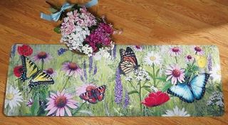 Butterfly Colorful Floral Flowers Cushion Runner Area Comfort Rug 