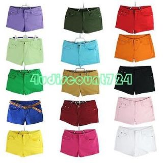 CASUAL COLORFUL LOW WAIST DENIM SHORTS SIMPLE TRENDY SKINNY STRETCH 