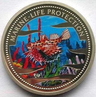 Palau 2002 Red Lionfish Dollar Colour Coin.Prooflike