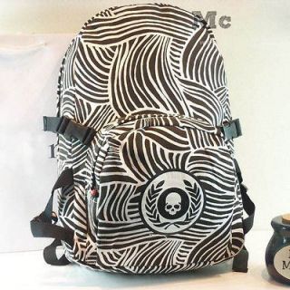 Womens Fashion Skull & Zebra Print Canvas Backpack Bag Shoulder Bag 