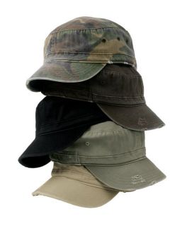   UNISEX DISTRESSED MILITARY FIDEL CADET ARMY HAT CAP 100% COTTON TWILL