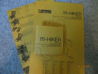 Optimus 111 Hiker stove manualClear reproductions