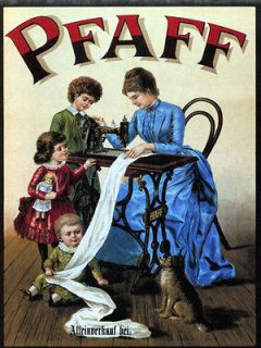 Pfaff Machine Mother Children Dog Sew Sewing Vintage Poster Repro FREE 