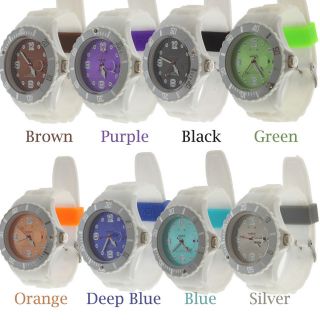   Silicone Rubber Quartz Jelly Gel Sport Wrist Watch Calendar Mens