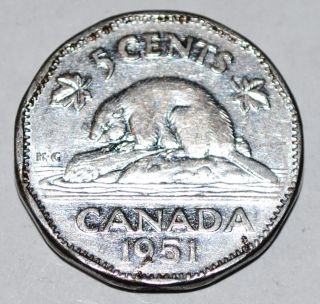 Canada 1951 LR 5 Cents George VI Canadian Nickel Five Cent Low Relief