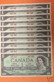   bill 1867 1967 Canadian Bank Notes Lot of 10 MINT uncirculated Canada