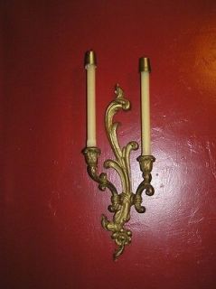 Beautiful 1920s Baroque gold gilt sconces by Syroco Wood