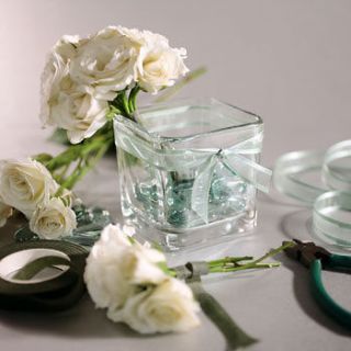 12pcs tall Square glass candleholder Vase Wedding centerpieceThank You 