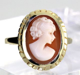   CARVED SHELL CAMEO YELLOW GOLD DETAILED VINTAGE RING DEAL OF THE DAY