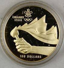 CANADA $100 GOLD COIN 14K 1987 XV OLYMPIC WINTER GAMES