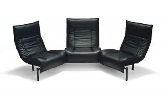 Cassina Veranda sofa designed by Vico Magistretti in black leather