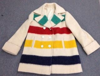 Vintage Hudsons Bay Point Blanket Pure Wool Pea Coat Womens Medium