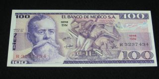 Mexico 1974 $ 100 Pesos Note V. Carranza UNC Scarce