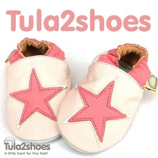 Tula2shoes GORGEOUS SOFT LEATHER BABY GIRLS SHOES Pink Star 0  6  12 