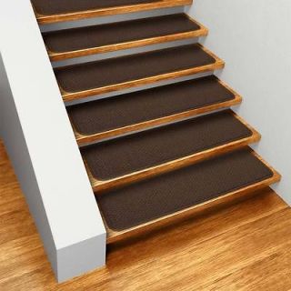 Set of 15 SKID RESISTANT Carpet Stair Treads CHOCOLATE BROWN runner 