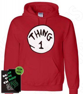   THING 1 one DR SEUSS Funny Sweatshirt cat in the hat costume HOODIE