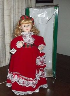   Animated Christmas Carol Motionette Porcelain Doll Electric w Box