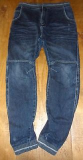   Cuffed Elasticated Tapered Carrot Blue Denim Jogger Jeans Size M W30