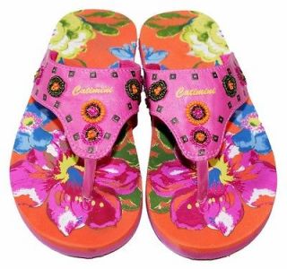Catimini ~ Spirit Denim Ethnique Flip Flop Beach Water Pool Shoes 
