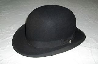 Antique Edwardian 1900 era Black Felt Bowler Derby Hat Howard New York 