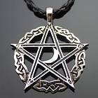Celtic Pentagram Star Moon Pewter Pendant with 20 Choker Necklace SP 